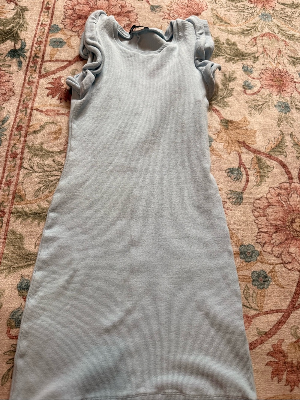 Zara Light Blue Puff-Sleeve Mini Dress - Picture 3 of 5